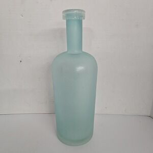 Pier One Glass Vase Decanter Bottle Vase Large 14.5" Frosted Teal‎ Discontinued